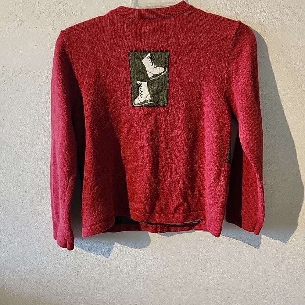 Croft & Barrow Women's Full Zip Holiday Christmas Sweater Embroidered Red M - Picture 5 of 5